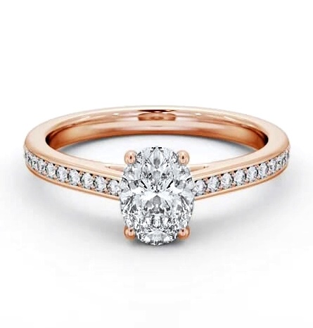 Oval Diamond 4 Prong Engagement Ring 9K Rose Gold Solitaire ENOV34S_RG_THUMB2 