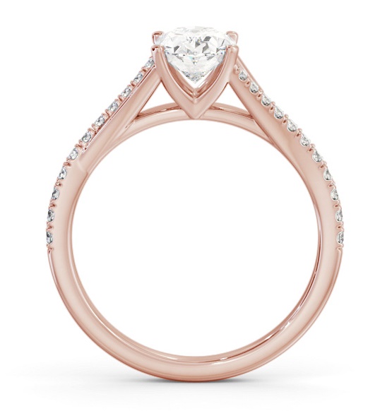 Oval Ring 18K Rose Gold Solitaire with Offset Side Stones ENOV35S_RG_THUMB1 