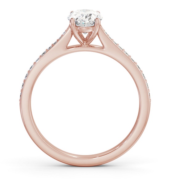 Oval Diamond Tapered Band Engagement Ring 9K Rose Gold Solitaire ENOV36S_RG_THUMB1 