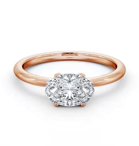 Oval Diamond East To West Style Engagement Ring 9K Rose Gold Solitaire ENOV38_RG_THUMB2 