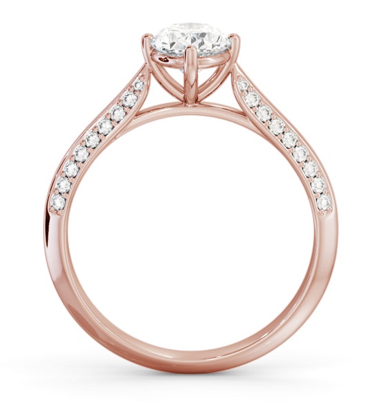 Oval Diamond Knife Edge Band Engagement Ring 18K Rose Gold Solitaire ENOV38S_RG_THUMB1 