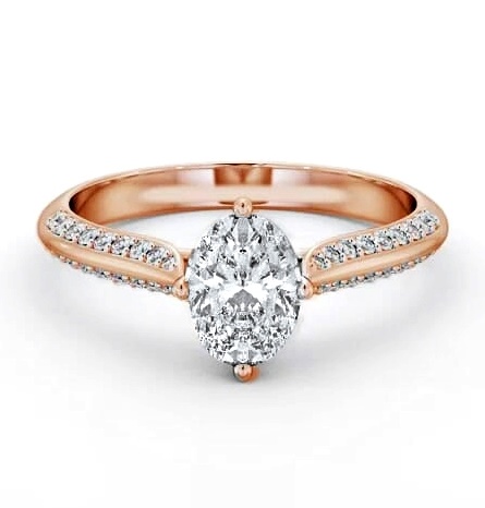 Oval Diamond Knife Edge Band Engagement Ring 18K Rose Gold Solitaire ENOV38S_RG_THUMB2 