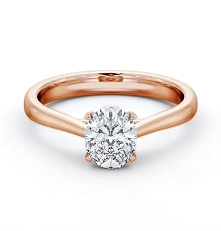 Oval Diamond Classic 4 Prong Engagement Ring 18K Rose Gold Solitaire ENOV41_RG_THUMB2 