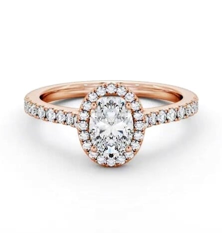 Halo Oval Diamond Classic Engagement Ring 18K Rose Gold ENOV44_RG_THUMB1