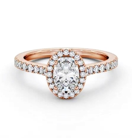 Halo Oval Diamond Classic Engagement Ring 9K Rose Gold ENOV44_RG_THUMB2 