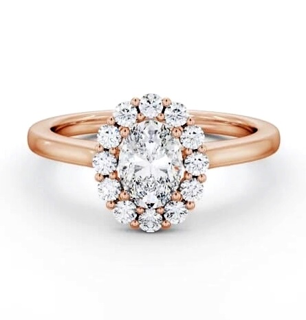 Halo Oval Diamond Elegant Style Engagement Ring 18K Rose Gold ENOV45_RG_THUMB1