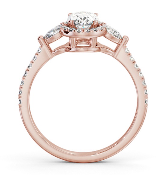 Halo Oval with Pear Diamond Engagement Ring 9K Rose Gold ENOV46_RG_THUMB1 