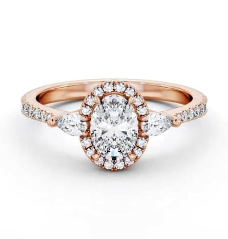 Halo Oval with Pear Diamond Engagement Ring 9K Rose Gold ENOV46_RG_THUMB1