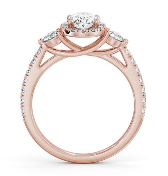 Halo Oval Diamond with Sweeping Prongs Engagement Ring 9K Rose Gold ENOV47_RG_THUMB1 