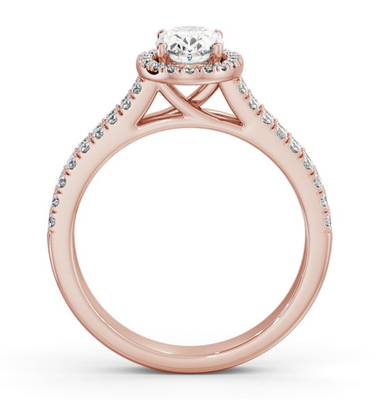 Halo Oval Diamond Split Band Engagement Ring 9K Rose Gold ENOV48_RG_THUMB1 