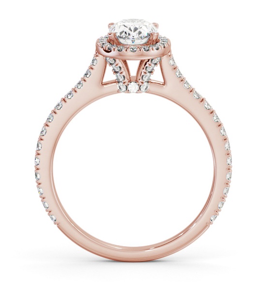 Halo Oval Ring with Diamond Set Supports 9K Rose Gold ENOV49_RG_THUMB1 