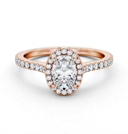 Halo Oval Ring with Diamond Set Supports 9K Rose Gold ENOV49_RG_THUMB1