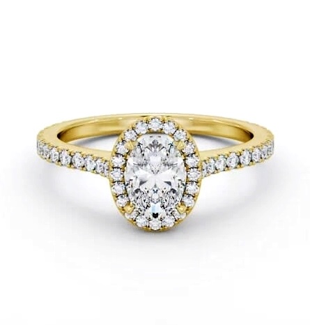 Halo Oval Ring with Diamond Set Supports 9K Yellow Gold ENOV49_YG_THUMB1