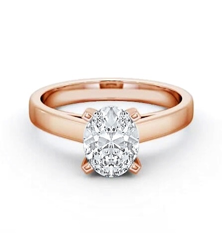 Oval Diamond Square Prongs Engagement Ring 9K Rose Gold Solitaire ENOV7_RG_THUMB2 