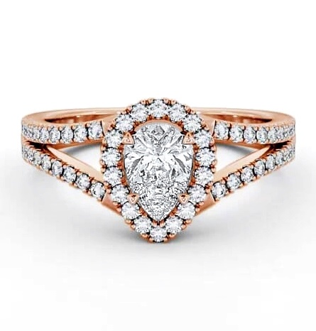 Halo Pear Diamond Split Band Engagement Ring 18K Rose Gold ENPE10_RG_THUMB2 