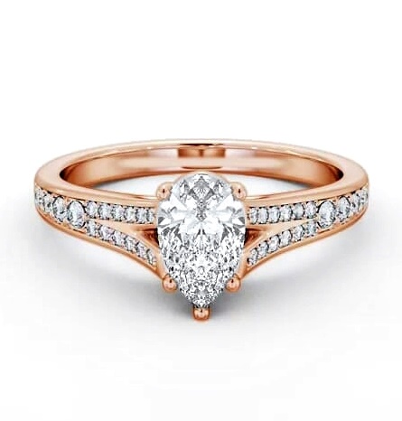 Pear Diamond Split Channel Engagement Ring 18K Rose Gold Solitaire ENPE20S_RG_THUMB1