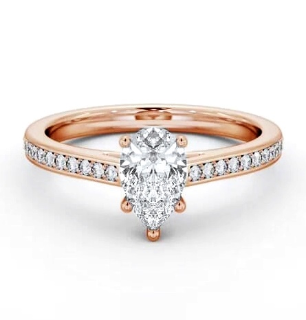 Pear Diamond 5 Prong Engagement Ring 9K Rose Gold Solitaire ENPE23S_RG_THUMB1