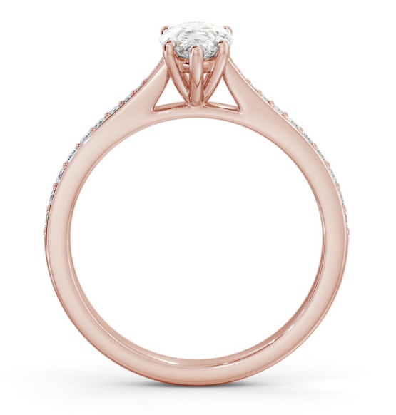 Pear Diamond Tapered Band Engagement Ring 18K Rose Gold Solitaire ENPE25S_RG_THUMB1 