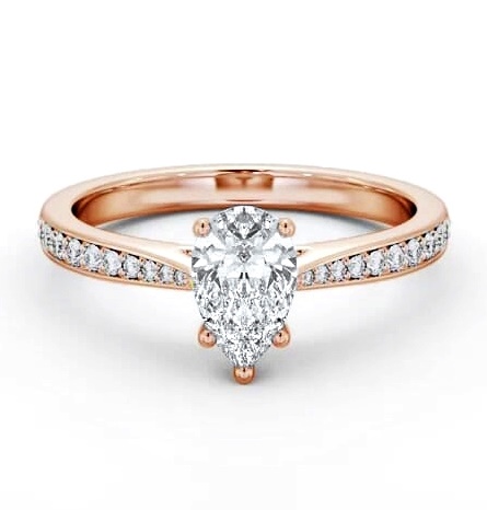 Pear Diamond Tapered Band Engagement Ring 18K Rose Gold Solitaire ENPE25S_RG_THUMB1