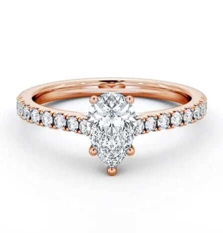 Pear Diamond 5 Prong Engagement Ring 9K Rose Gold Solitaire ENPE26S_RG_THUMB2 