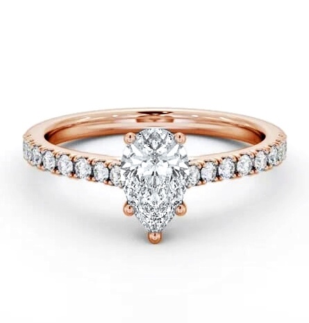 Pear Diamond 5 Prong Engagement Ring 9K Rose Gold Solitaire ENPE26S_RG_THUMB1