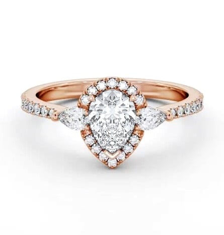 Halo Pear Diamond Engagement Ring 9K Rose Gold ENPE34_RG_THUMB1