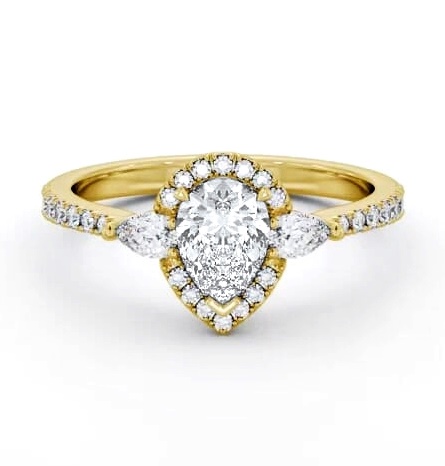 Halo Pear Diamond Engagement Ring 9K Yellow Gold ENPE34_YG_THUMB1