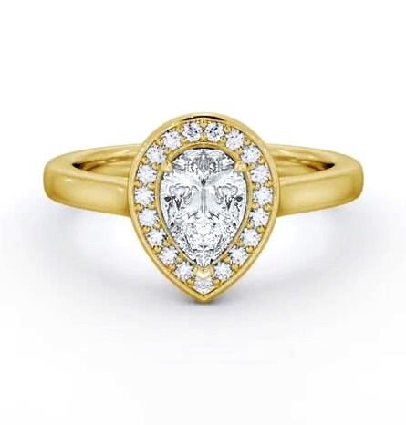 Pear Diamond with A Channel Set Halo Engagement Ring 9K Yellow Gold ENPE37_YG_THUMB1