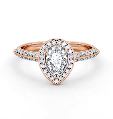 Halo Pear Diamond with Knife Edge Band Engagement Ring 18K Rose Gold ENPE40_RG_THUMB2 