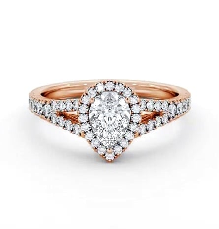 Halo Pear Diamond Split Band Engagement Ring 9K Rose Gold ENPE41_RG_THUMB1