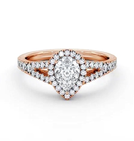 Halo Pear Diamond Split Band Engagement Ring 9K Rose Gold ENPE41_RG_THUMB2 