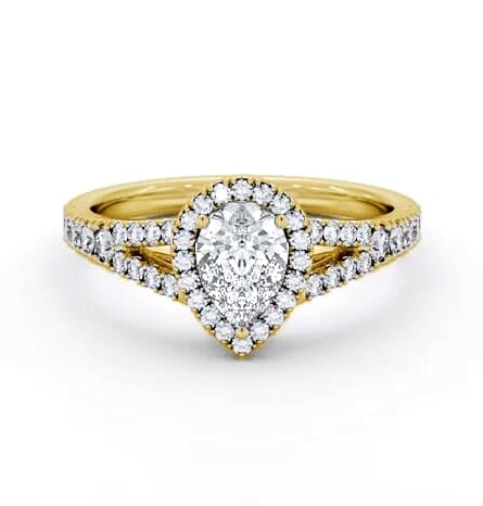 Halo Pear Diamond Split Band Engagement Ring 18K Yellow Gold ENPE41_YG_THUMB1