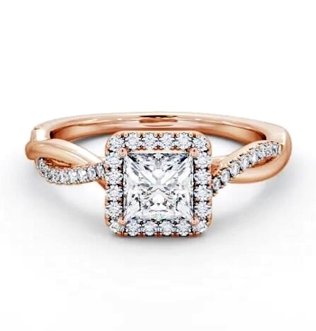 Halo Princess Diamond Crossover Band Engagement Ring 9K Rose Gold ENPR101_RG_THUMB2 