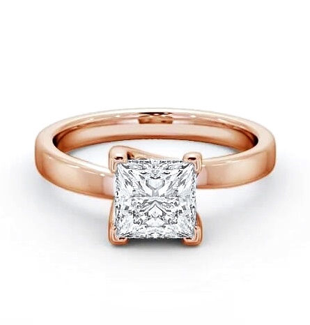 Princess Diamond Sweeping Band Engagement Ring 18K Rose Gold Solitaire ENPR10_RG_THUMB2 