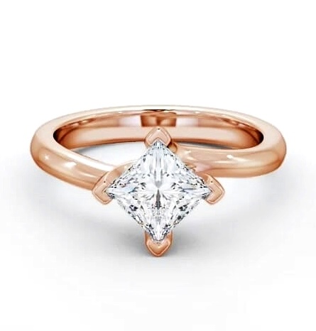 Princess Diamond Rotated Head Engagement Ring 9K Rose Gold Solitaire ENPR13_RG_THUMB2 