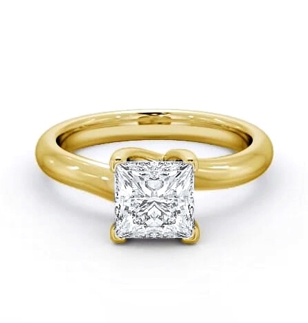 Princess Diamond Twisted Head Engagement Ring 9K Yellow Gold Solitaire ENPR16_YG_THUMB1