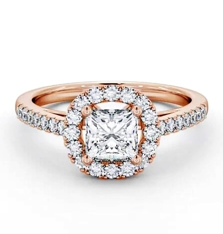 Halo Princess Diamond Round Cluster Engagement Ring 9K Rose Gold ENPR27_RG_THUMB2 