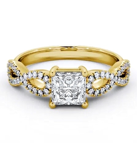 Princess Diamond Infinity Style Band Ring 9K Yellow Gold Solitaire ENPR29_YG_THUMB1