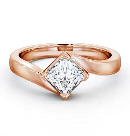 Princess Diamond Rotated Head Engagement Ring 9K Rose Gold Solitaire ENPR33_RG_THUMB2 