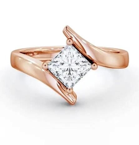 Princess Diamond Sweeping Band Engagement Ring 9K Rose Gold Solitaire ENPR34_RG_THUMB2 