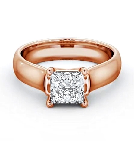 Princess Diamond Wide Band Engagement Ring 18K Rose Gold Solitaire ENPR3_RG_THUMB2.jpg 