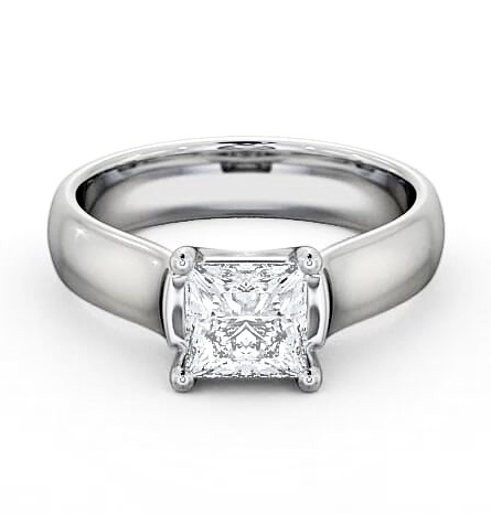 Princess Diamond Wide Band Engagement Ring 9K White Gold Solitaire ENPR3_WG_THUMB1