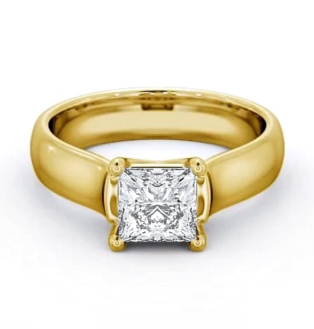 Princess Diamond Wide Band Engagement Ring 18K Yellow Gold Solitaire ENPR3_YG_THUMB1.jpg