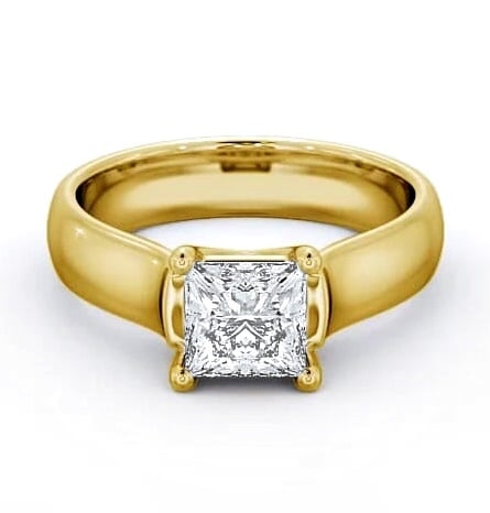 Princess Diamond Wide Band Engagement Ring 18K Yellow Gold Solitaire ENPR3_YG_THUMB2.jpg 