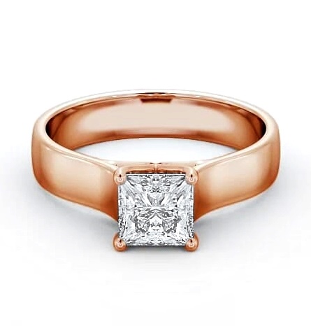 Princess Diamond Wide Band Engagement Ring 18K Rose Gold Solitaire ENPR46_RG_THUMB2 