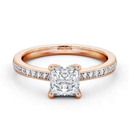 Princess Diamond 4 Prong Engagement Ring 18K Rose Gold Solitaire ENPR58S_RG_THUMB2 