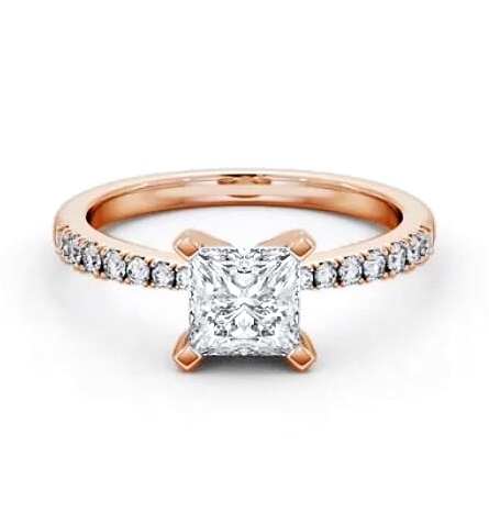 Princess Diamond Tapered Band Engagement Ring 9K Rose Gold Solitaire ENPR60S_RG_THUMB2 