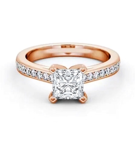 Princess Diamond 4 Prong Engagement Ring 18K Rose Gold Solitaire ENPR61S_RG_THUMB1