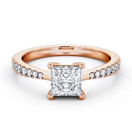 Princess Diamond Tapered Band Engagement Ring 9K Rose Gold Solitaire ENPR64S_RG_THUMB2 