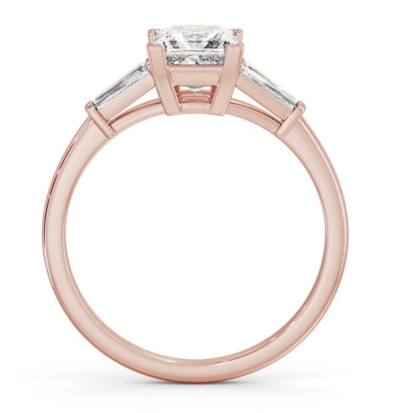 Princess Ring 9K Rose Gold Solitaire with Tapered Baguette Side Stones ENPR67S_RG_THUMB1 